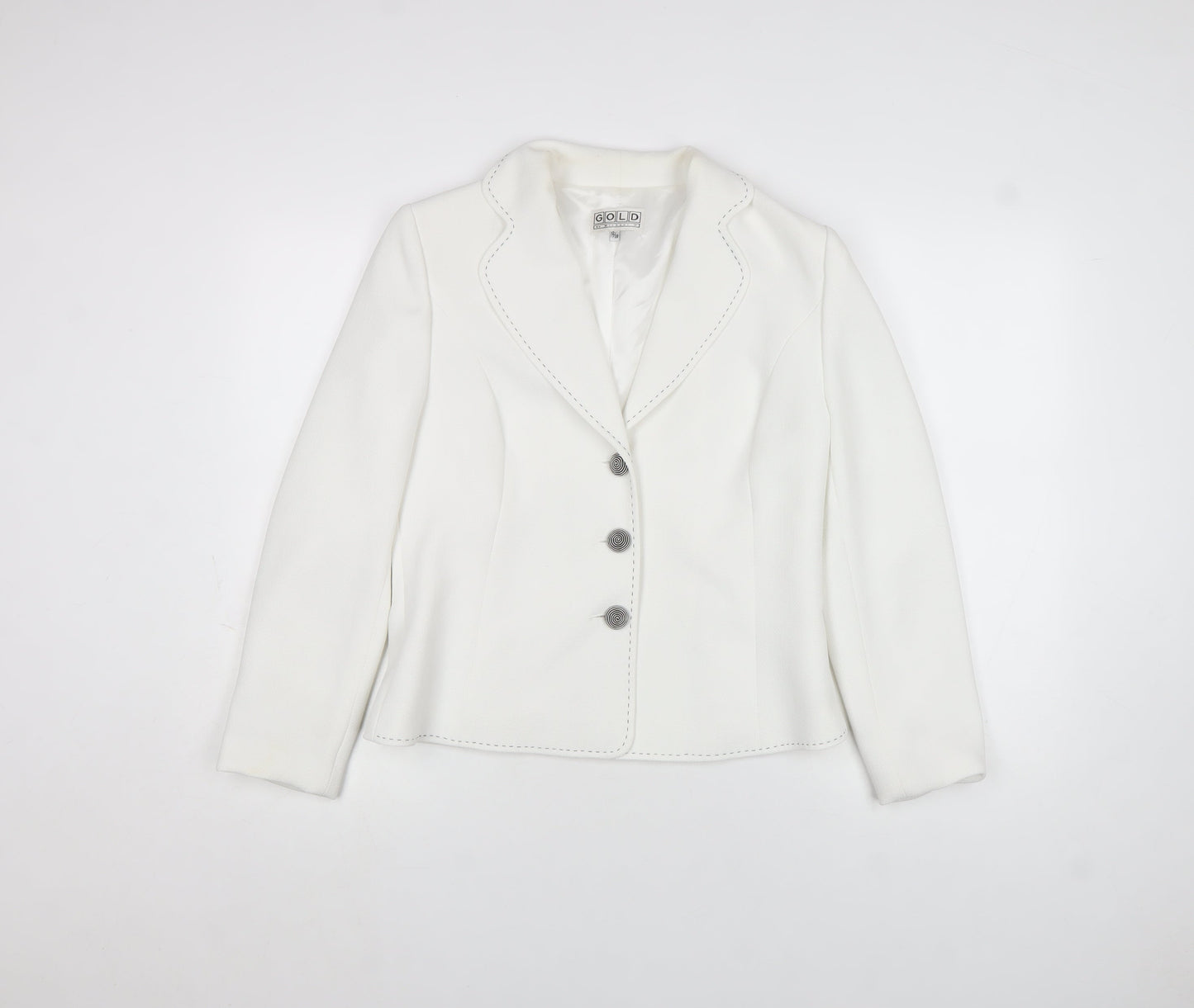 Gold by Michael H Women's White Size 12 Tailored Blazer Jacket