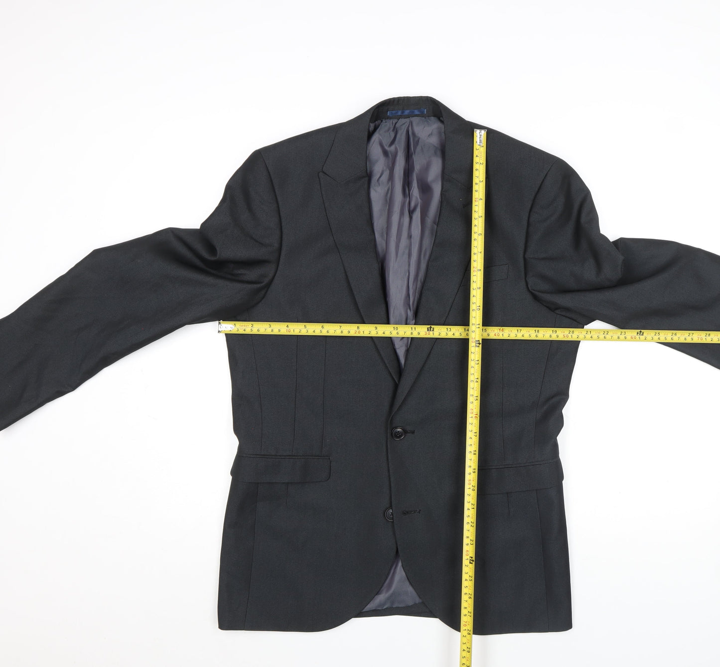 Next Men's Black Tailored Fit Wool Blend 38in Blazer Jacket