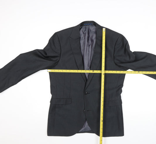 Next Men's Black Tailored Fit Wool Blend 38in Blazer Jacket