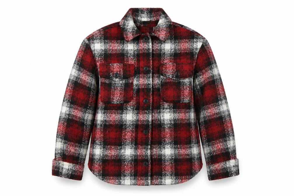 New Look Women's Red Check Wool Blend Button Jacket Size 6