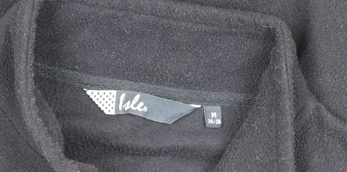 Isle Womens Black Fleece Full Zip Jacket Size M 14-16