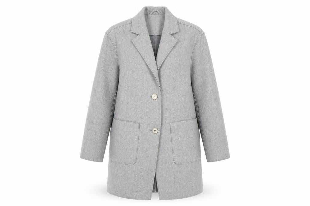 Tu Women Grey Size 8 Mid-Length Wool Blend Overcoat
