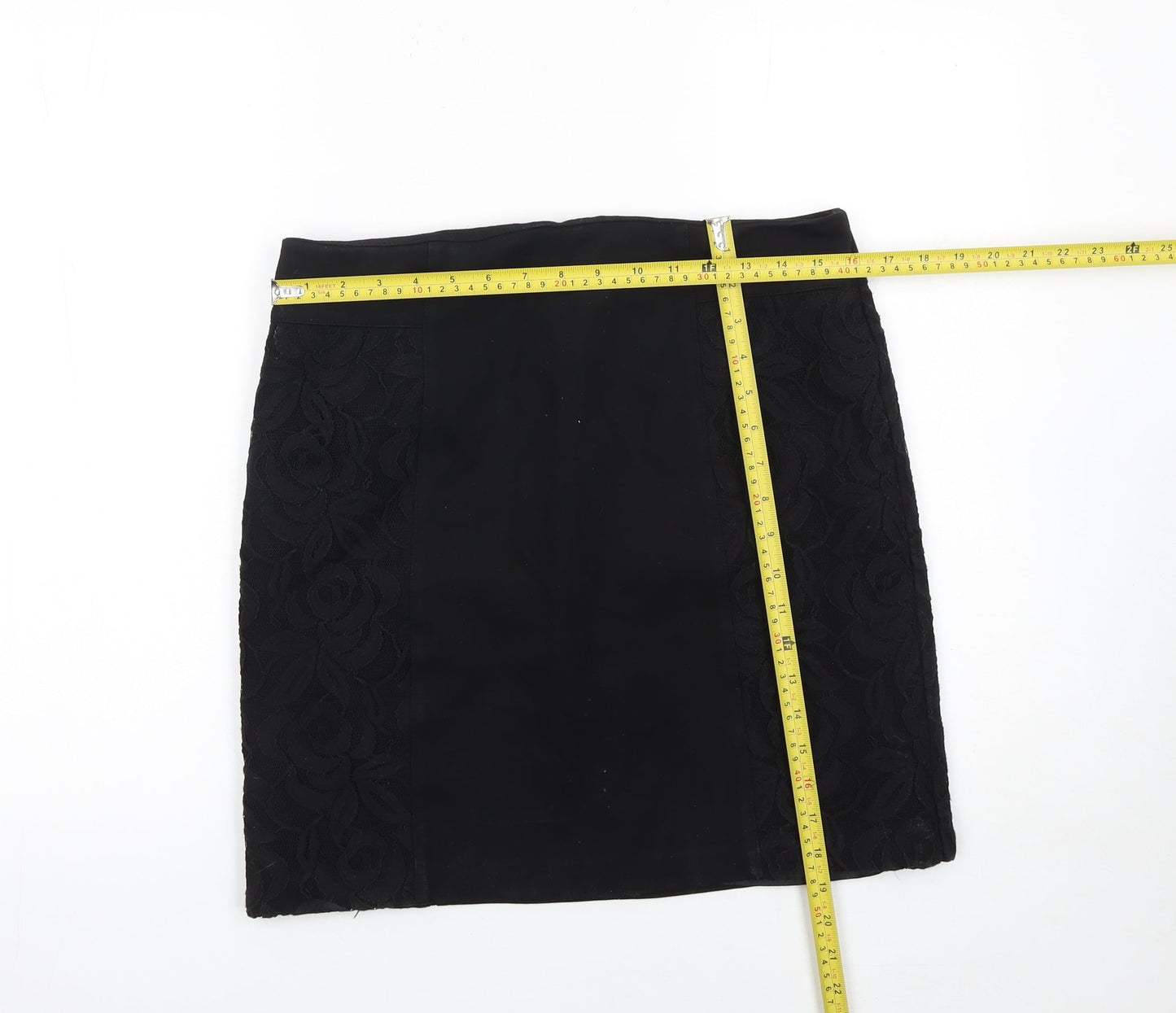 KB Studio Women's Black Lace Pencil Skirt Size 12 Stretch Lined