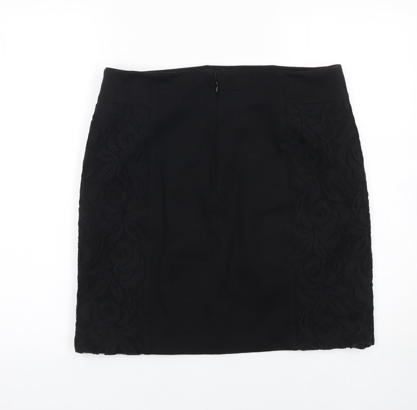 KB Studio Women's Black Lace Pencil Skirt Size 12 Stretch Lined