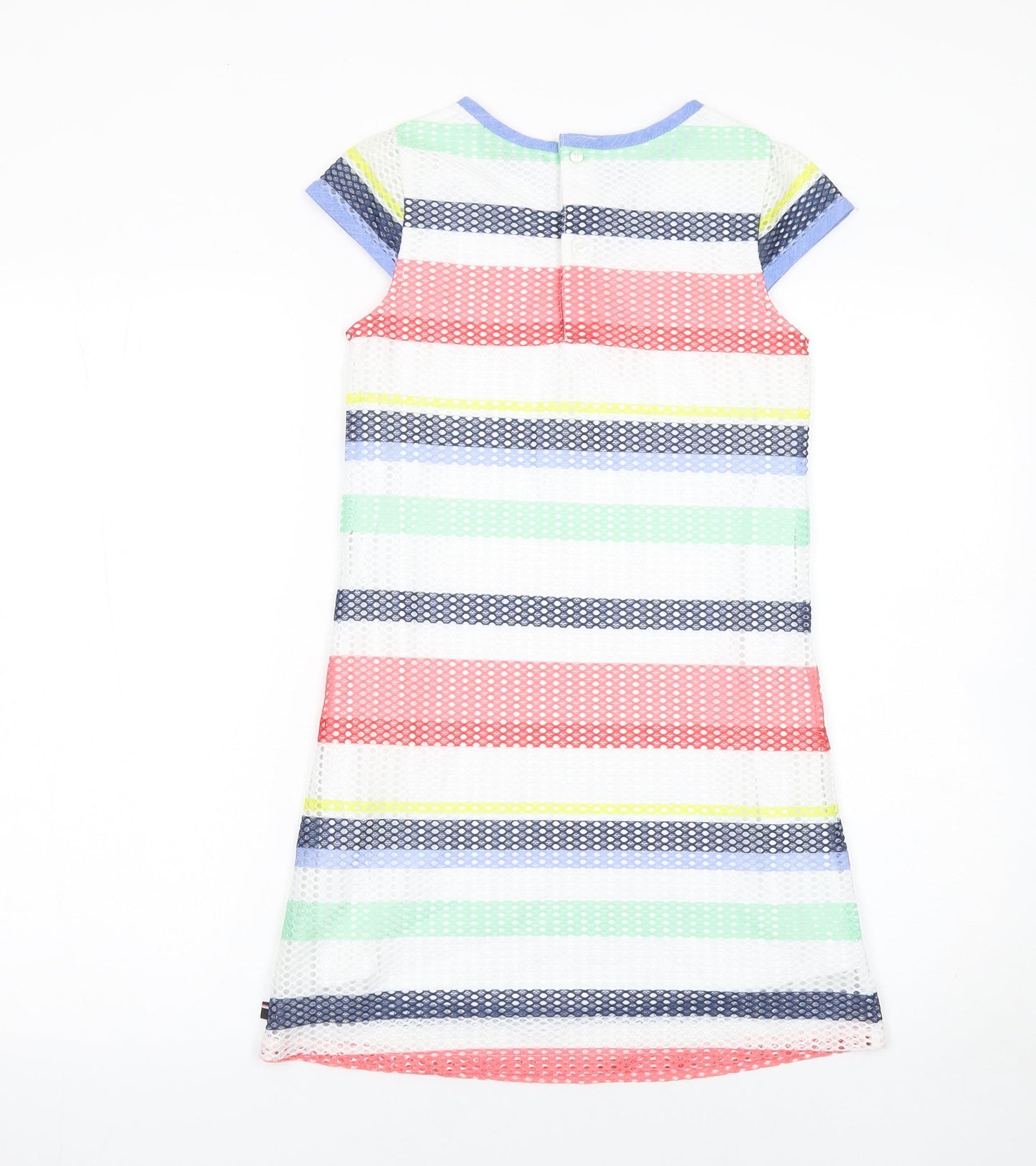 Tommy Hilfiger Girls Multicoloured Striped Polyester Shift Dress Size 8 Years