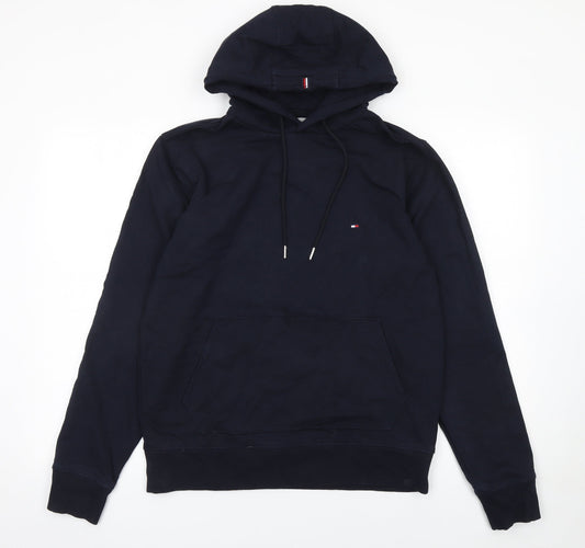 Tommy Hilfiger Men’s Blue Pullover Hoodie L Logo Classic Style
