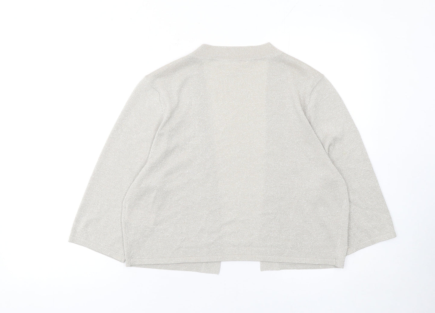 Studio8 London Women’s Silver 3/4 Sleeve Open Knit Cardigan Size 20