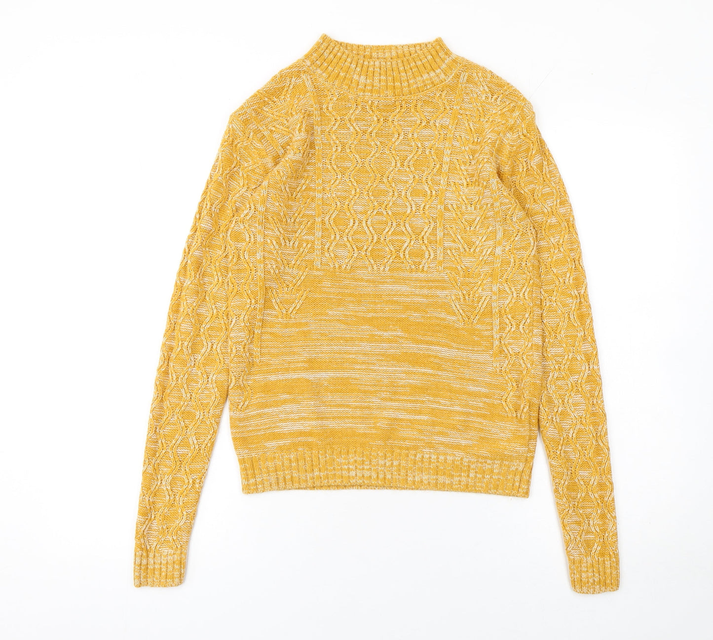 Matalan Women's Yellow Cable Knit Mock Neck Jumper Size S