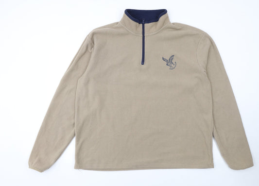 Atlas For Men Beige Fleece 1/4 Zip Pullover Sweatshirt 2XL