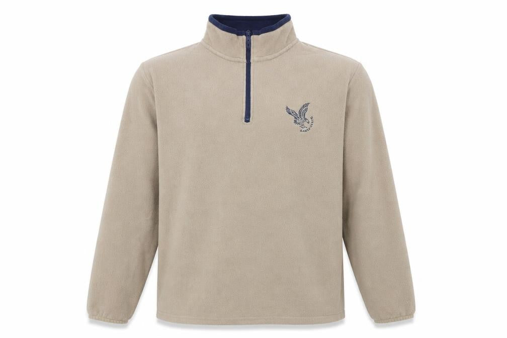 Front view of Atlas For Men Beige Fleece 1/4 Zip Pullover Sweatshirt 2XL
