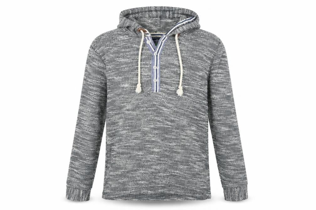 Key Largo Men's Grey Knit Henley Hoodie Size M