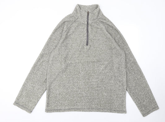 Headland Men's Grey Knit 1/4 Zip Pullover Sweatshirt L