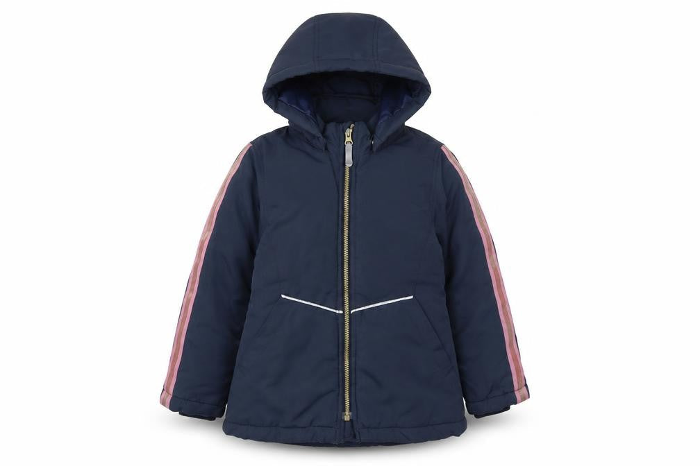 Front view of NAME IT girls’ blue hooded puffer jacket 6 years polyester lined winter coat