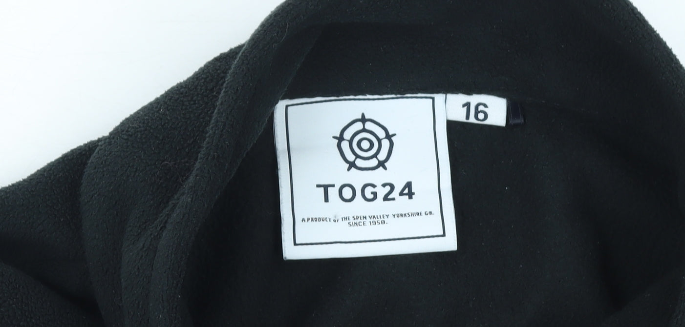 TOG24 Womens Black Fleece 1/2 Zip Mid-Length Active Jacket Size 16