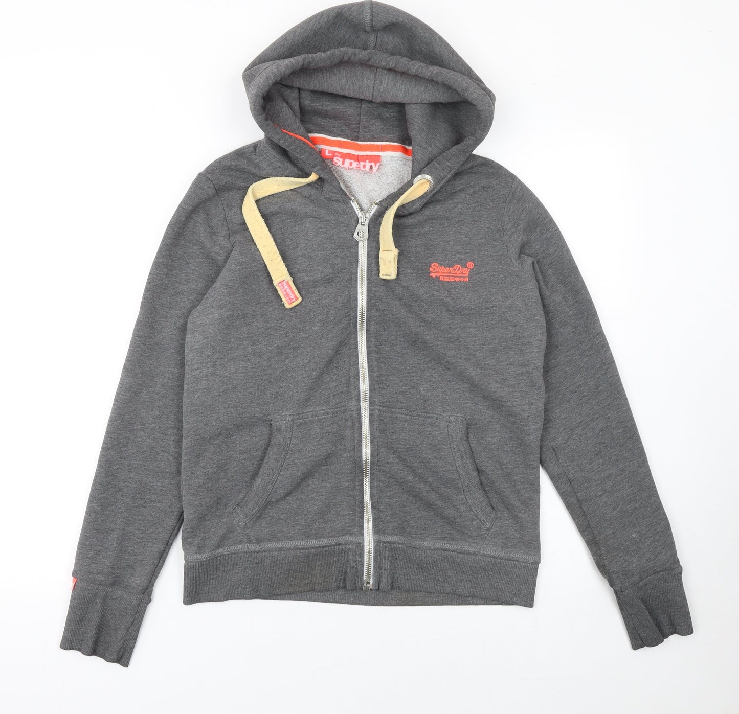 Superdry Women's Grey Full Zip Hoodie L Cotton Blend Casual