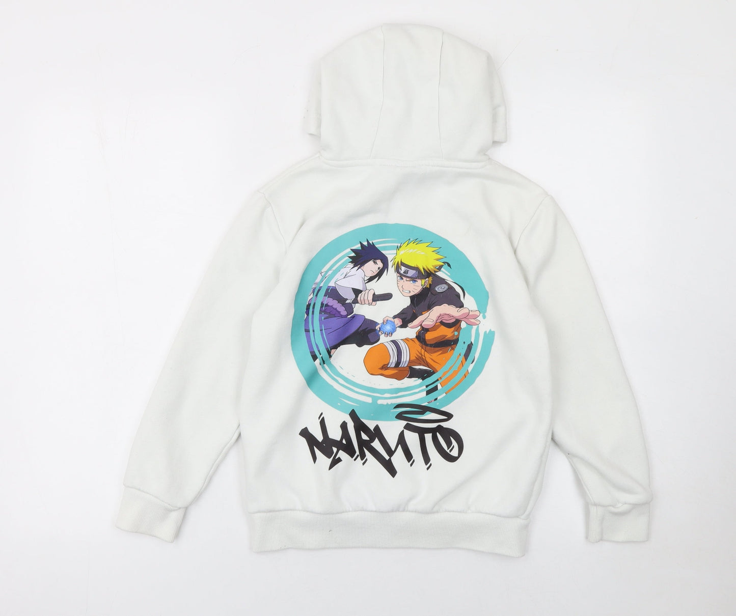 Naruto Shippuden Boys White Hoodie 9-10 Years Pullover Anime Graphic Fleece