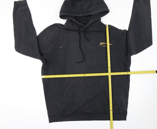 AllSaints Men's Black Pullover Hoodie Large Logo Cotton