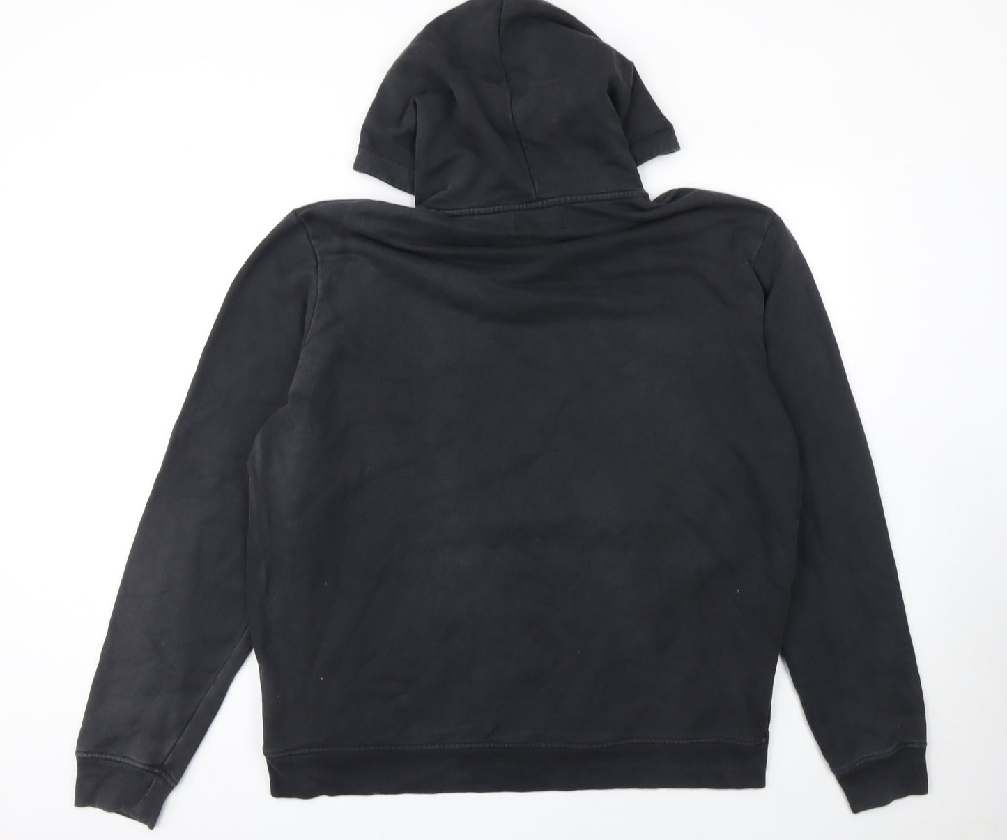 AllSaints Men's Black Pullover Hoodie Large Logo Cotton