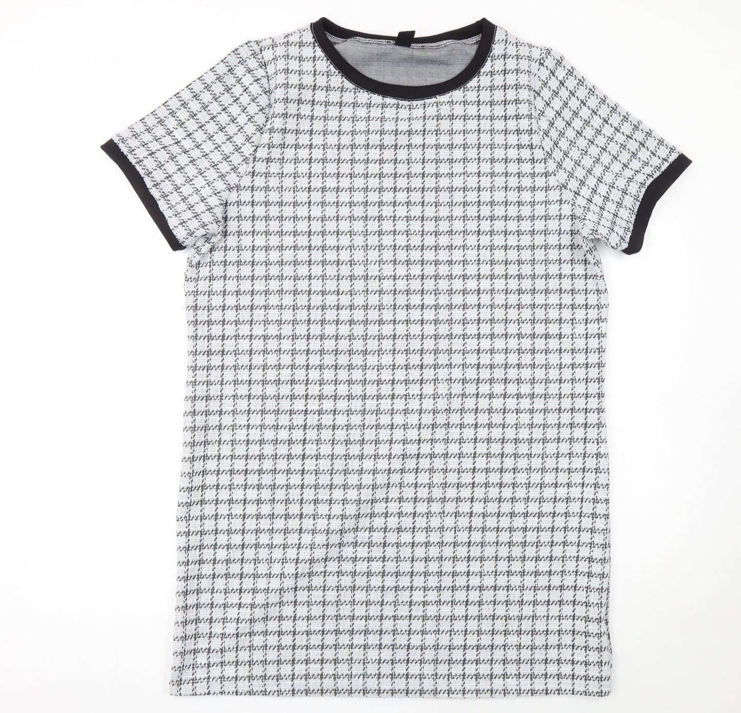 Dazy Women Grey Check Short Sleeve T-Shirt Dress 2XL