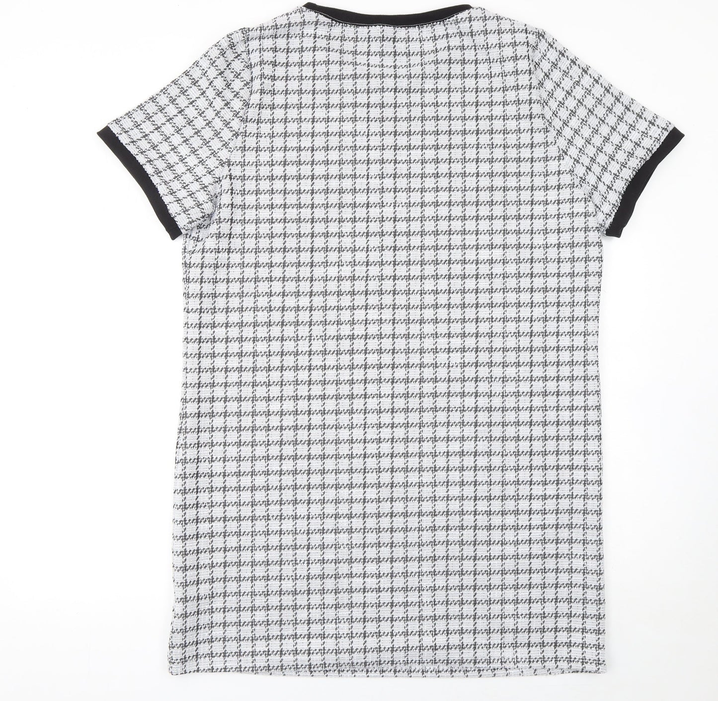 Dazy Women Grey Check Short Sleeve T-Shirt Dress 2XL