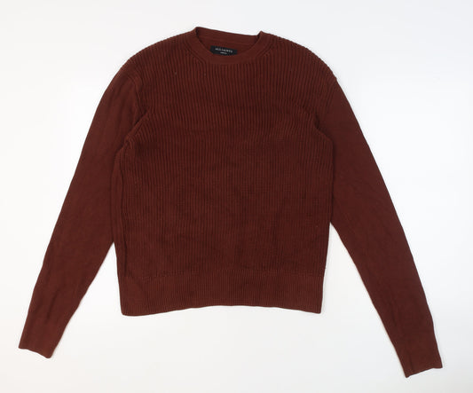 AllSaints Men’s Brown Cotton Crew Neck Chunky Knit Jumper Medium
