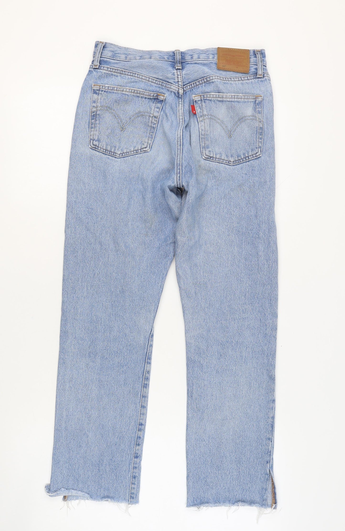 Levi's Premium Men's Blue Light Wash Distressed Straight Jeans W27 L28