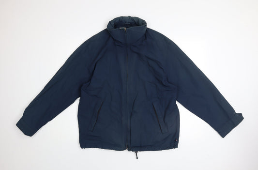 JEFF&CO Men Blue S Basic Jacket Full Zip Lined Cotton Nylon