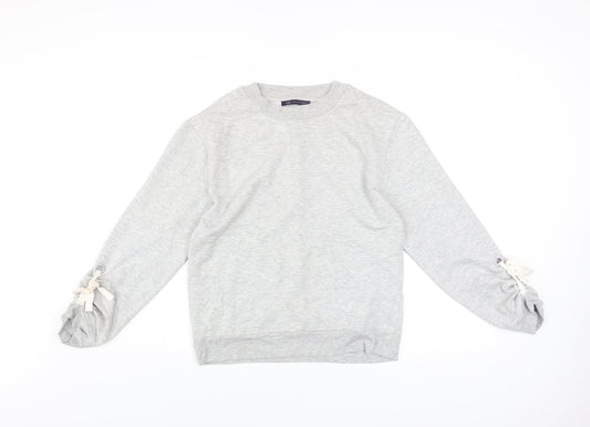 Marks and Spencer Women's Grey Marl Tie Sleeve Sweatshirt UK 8