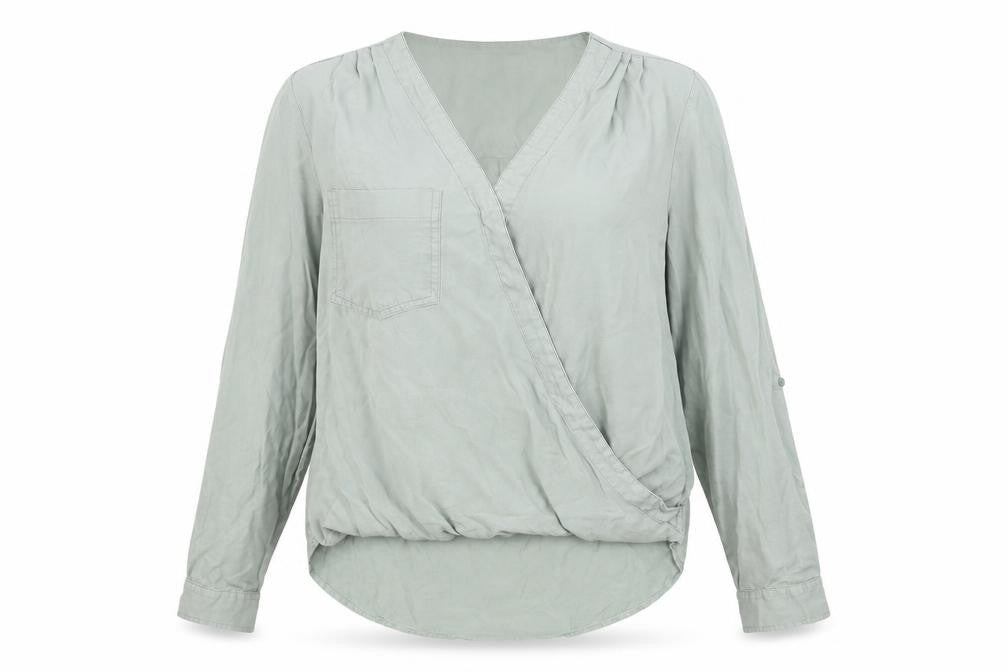 Next Women’s Green Wrap Lyocell Long Sleeve Blouse Size 12