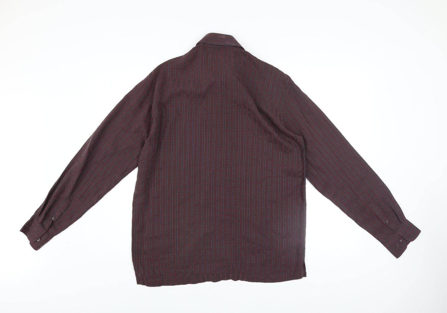 Teddy Smith Men's Brown Check Long Sleeve Button-Up Shirt Size M