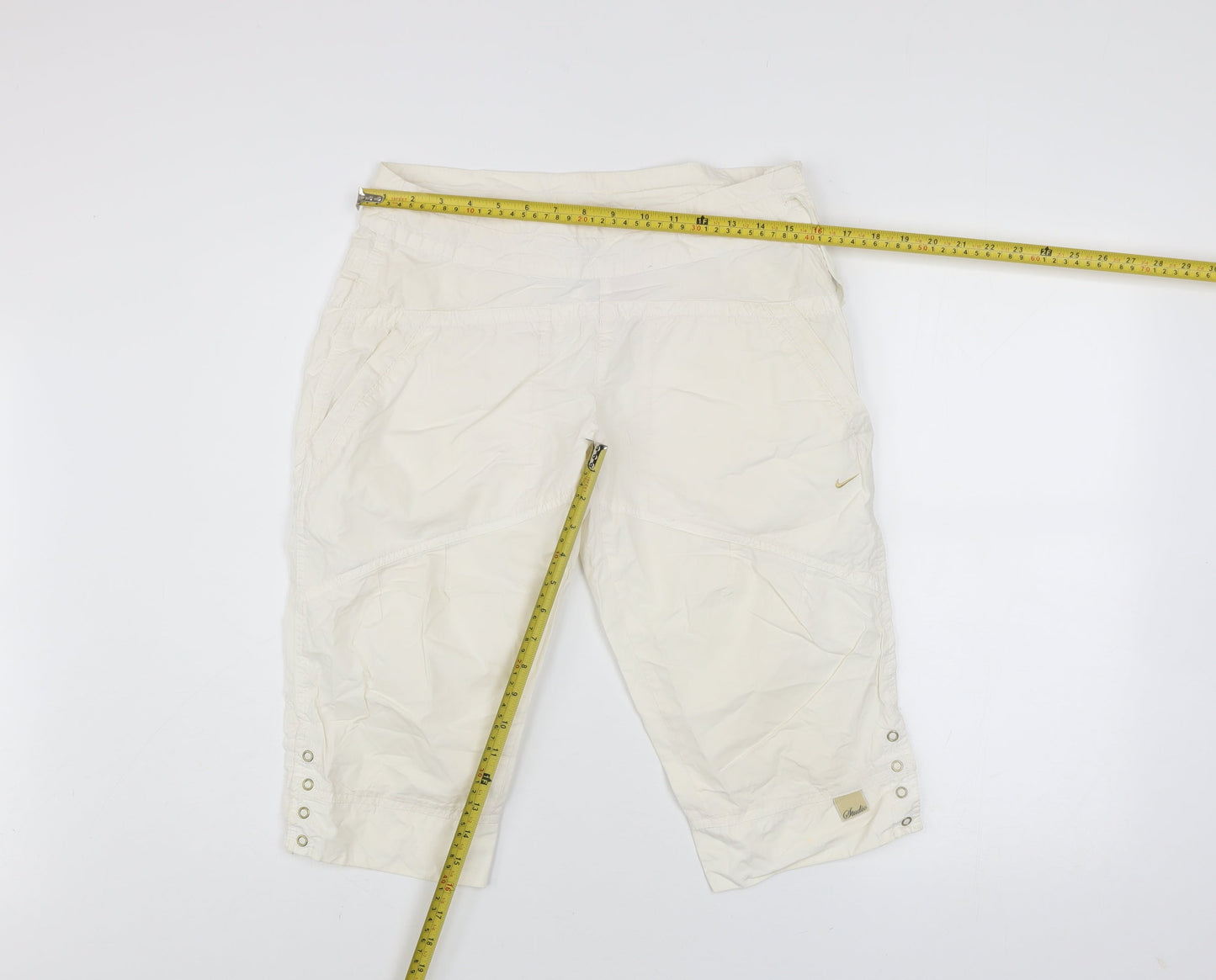 Nike Women’s Ivory Cotton Capri Trousers Size 8 Casual Lightweight
