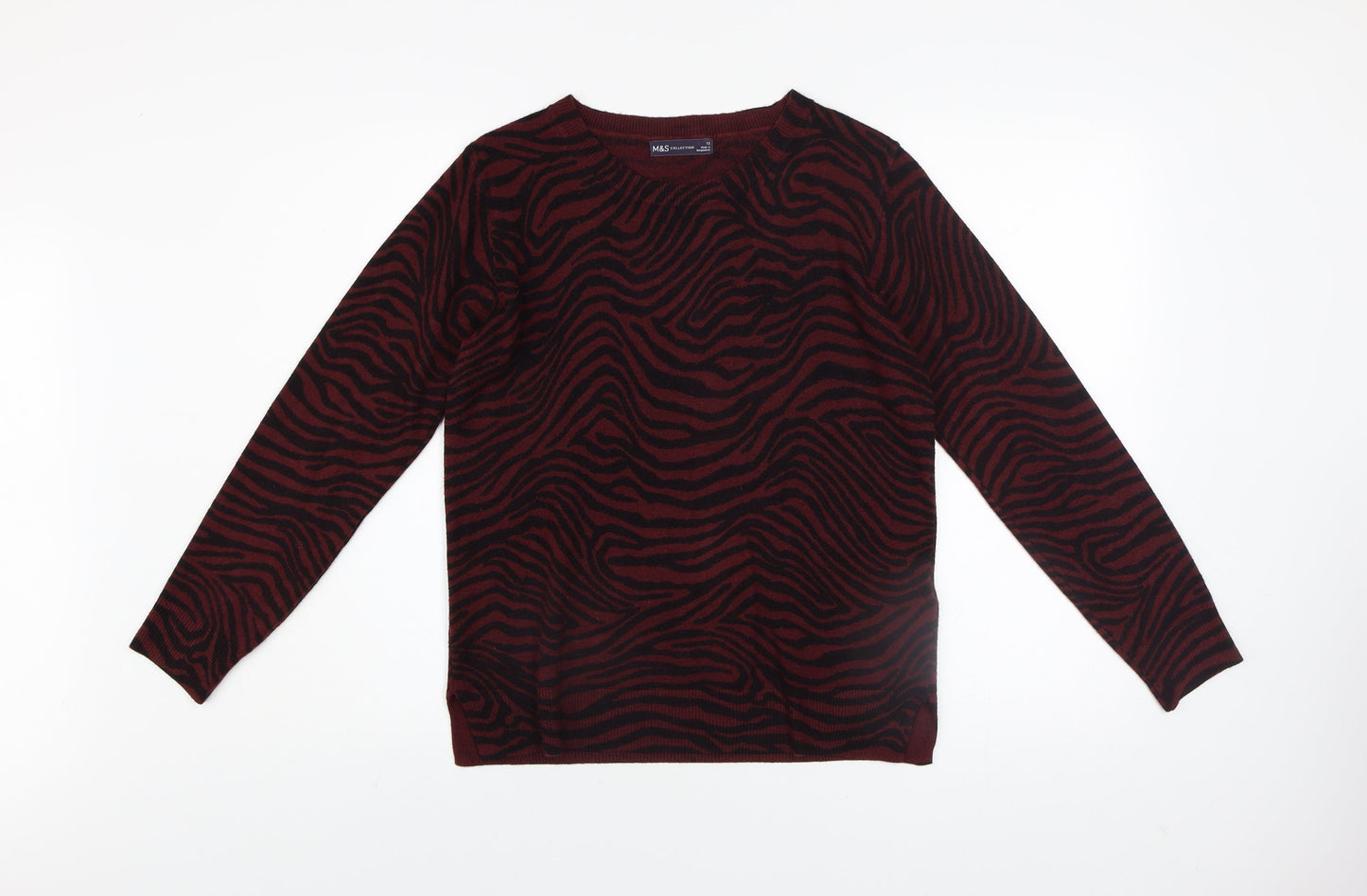 Marks and Spencer Women's Brown Animal Print Long Sleeve Jumper Size 12