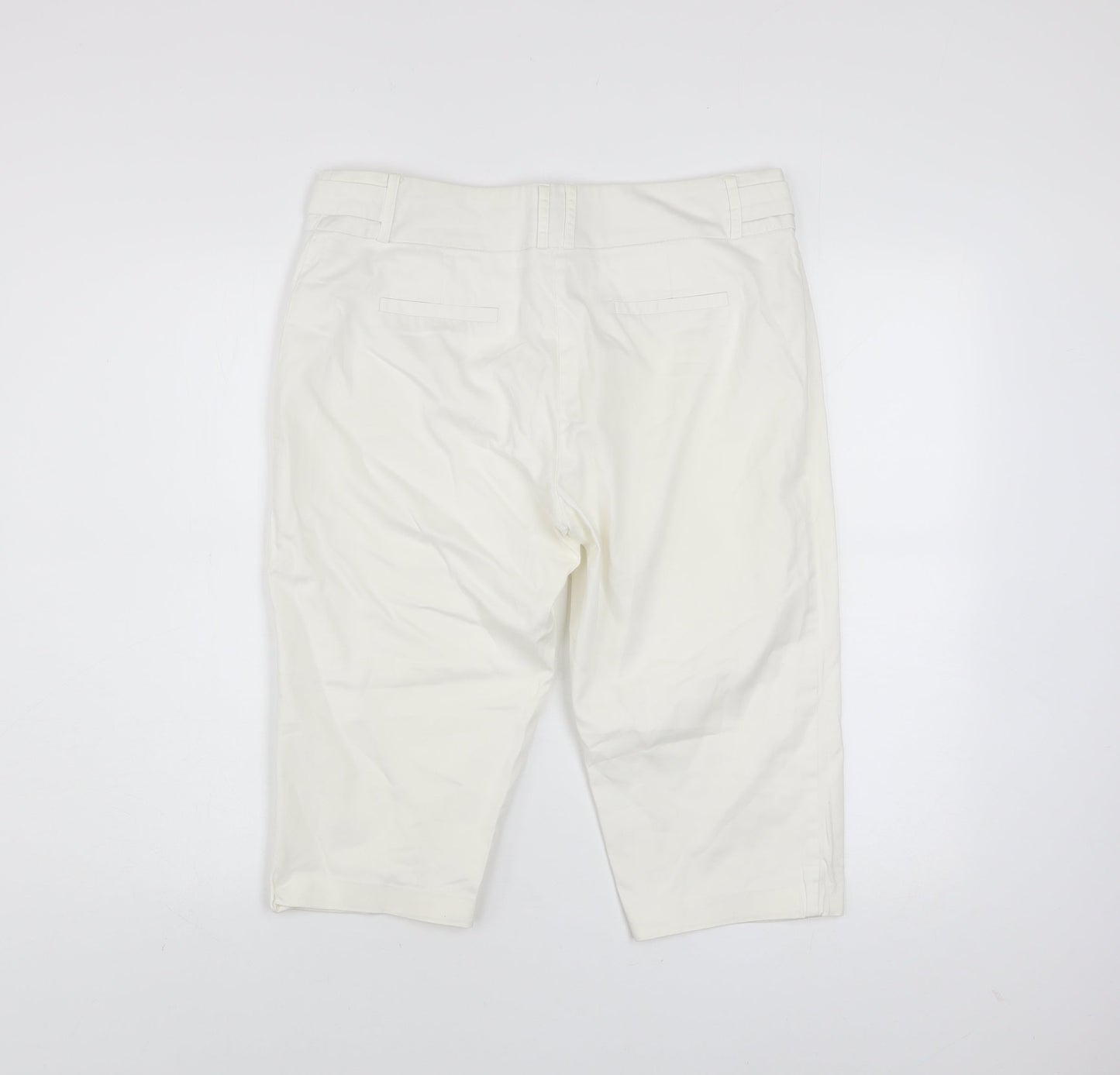 Dunnes Women Ivory Cotton Stretch Capri Trousers Size 12