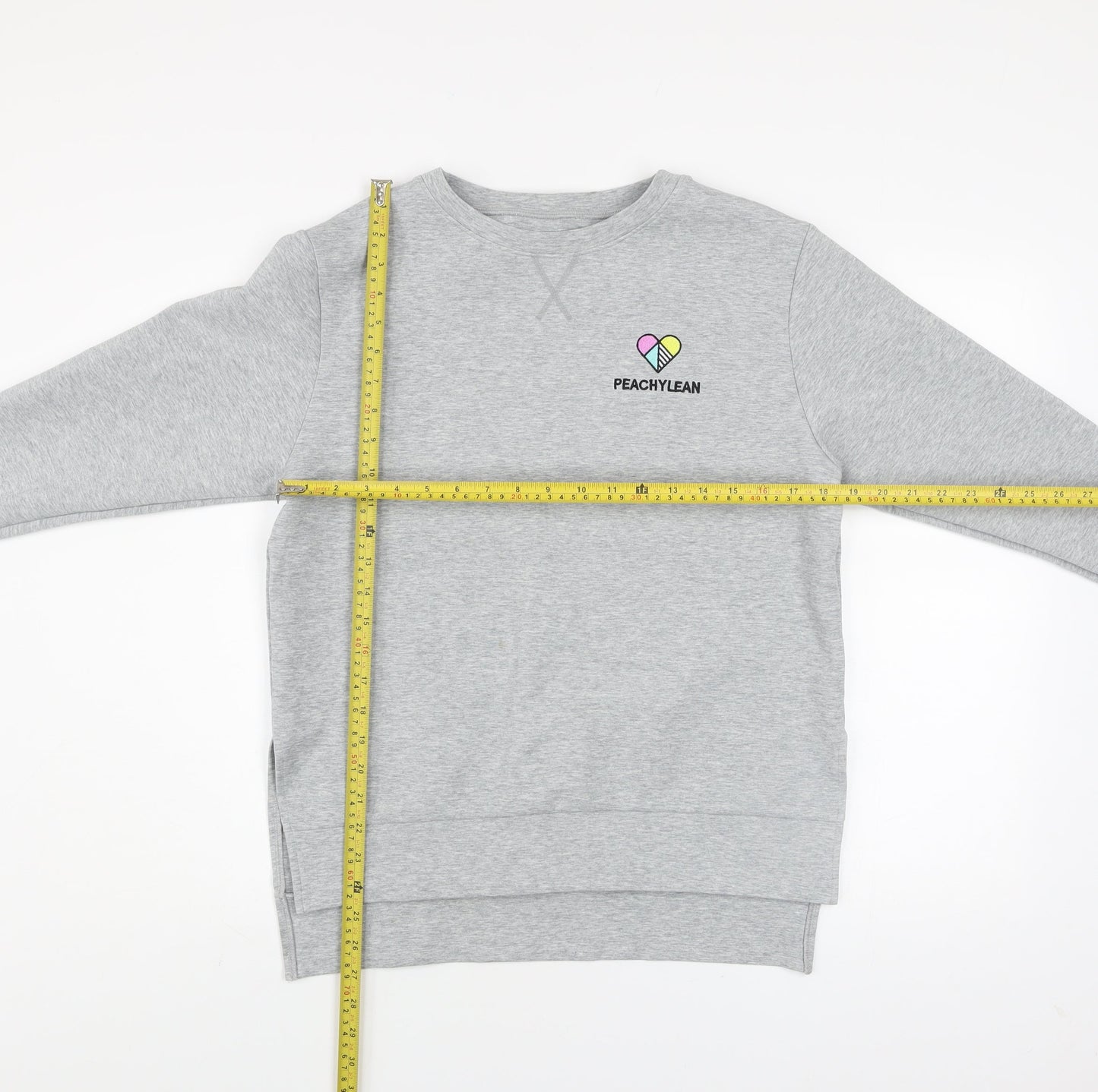 Peachylean Women Grey Pullover Sweatshirt Small Cotton Blend