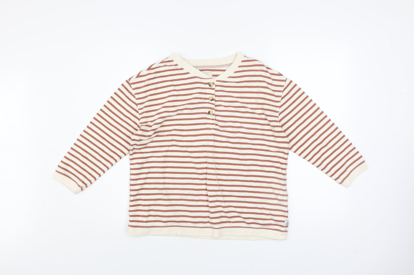 Womens UK 10 Regular Fat Face Beige Henley Sweatshirt