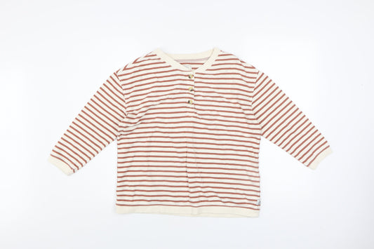 Womens UK 10 Regular Fat Face Beige Henley Sweatshirt