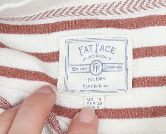 Womens UK 10 Regular Fat Face Beige Henley Sweatshirt
