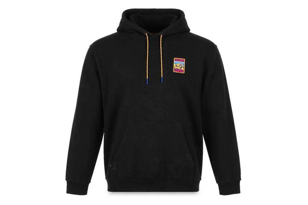 Front view of Adidas Men's Black Pullover Hoodie M Logo Sportswear Graphic