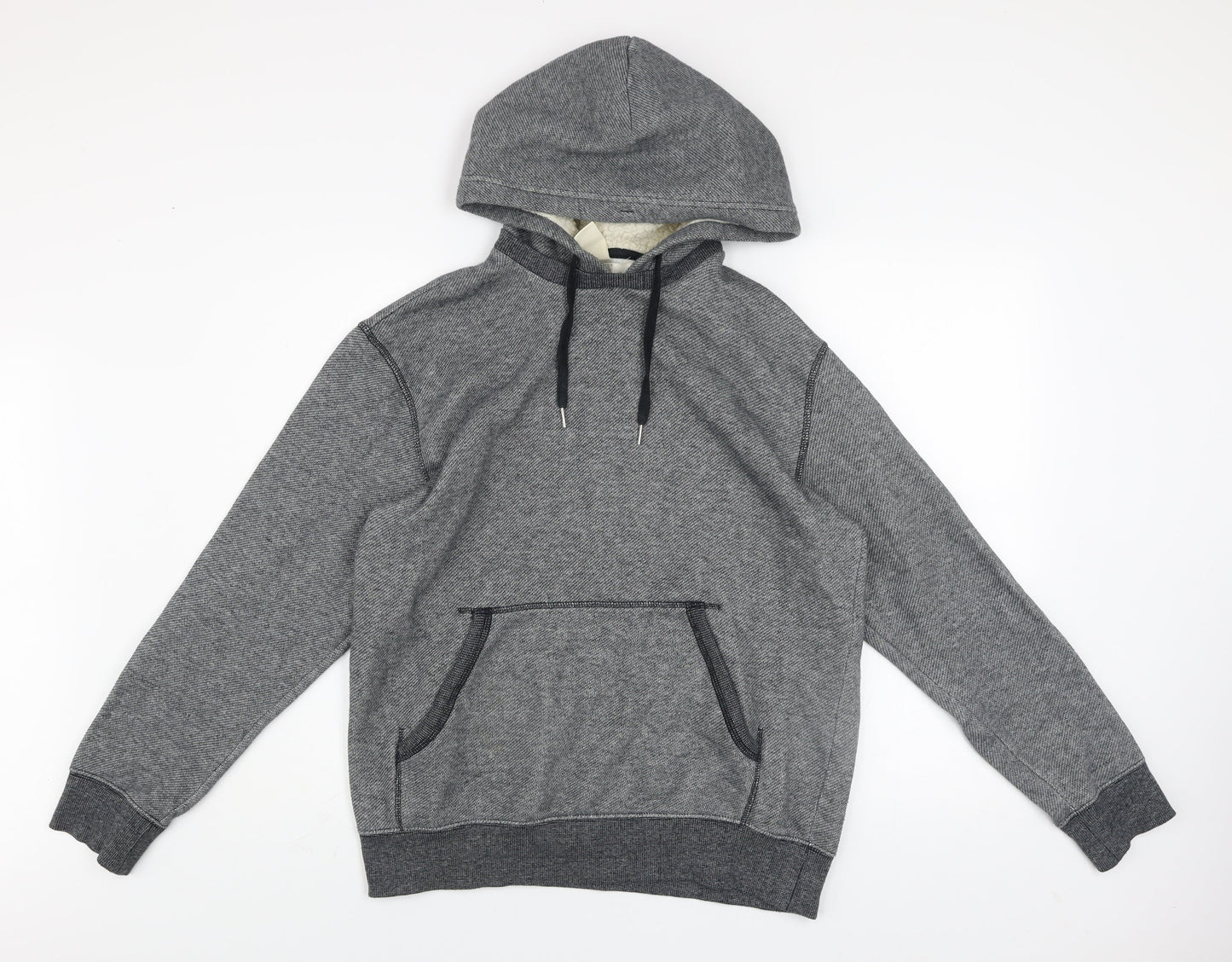 H&M L.O.G.G. Mens Grey Pullover Fleece Hoodie Size M Regular Fit