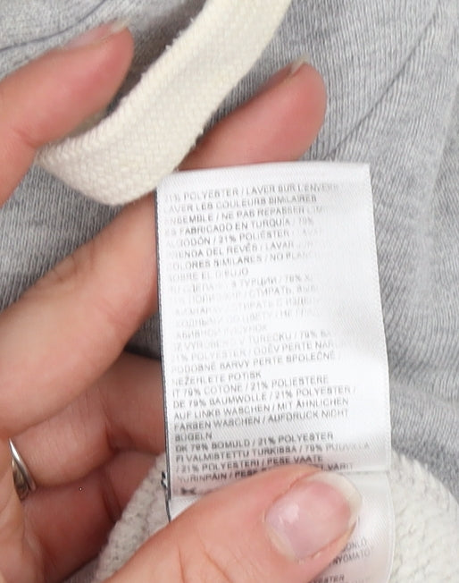 Superdry Womens Grey Hooded Pullover Hoodie UK 6 Eagle Print