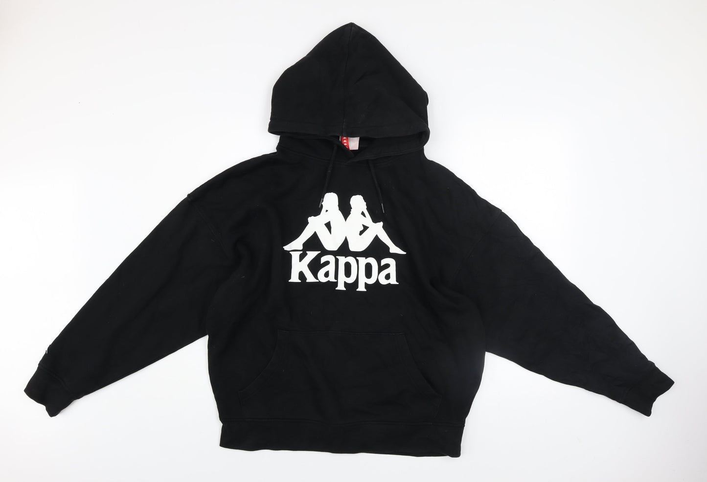 Mens UK M Regular Kappa Black Pullover Hoodie