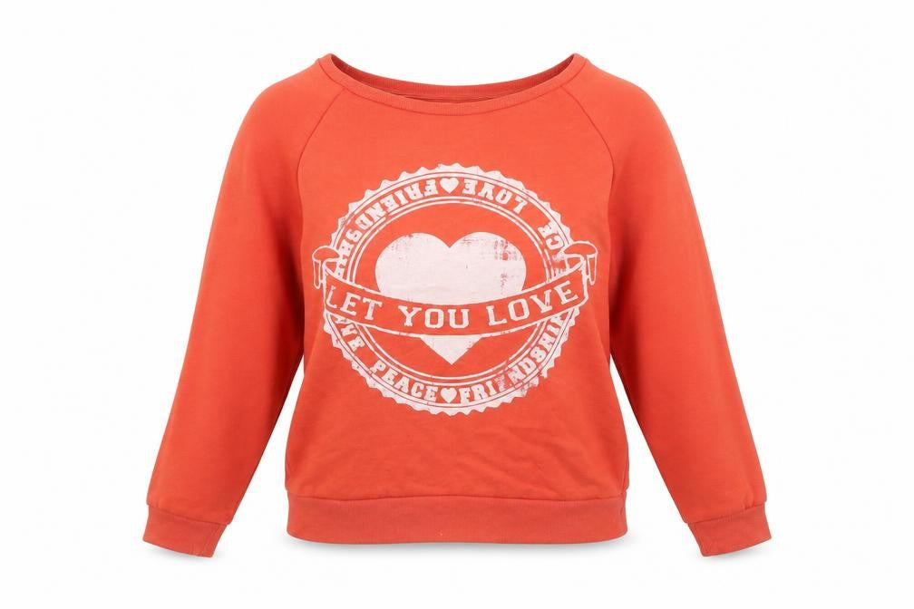 Zara Trafaluc Women’s Orange Graphic Print Pullover Sweatshirt M