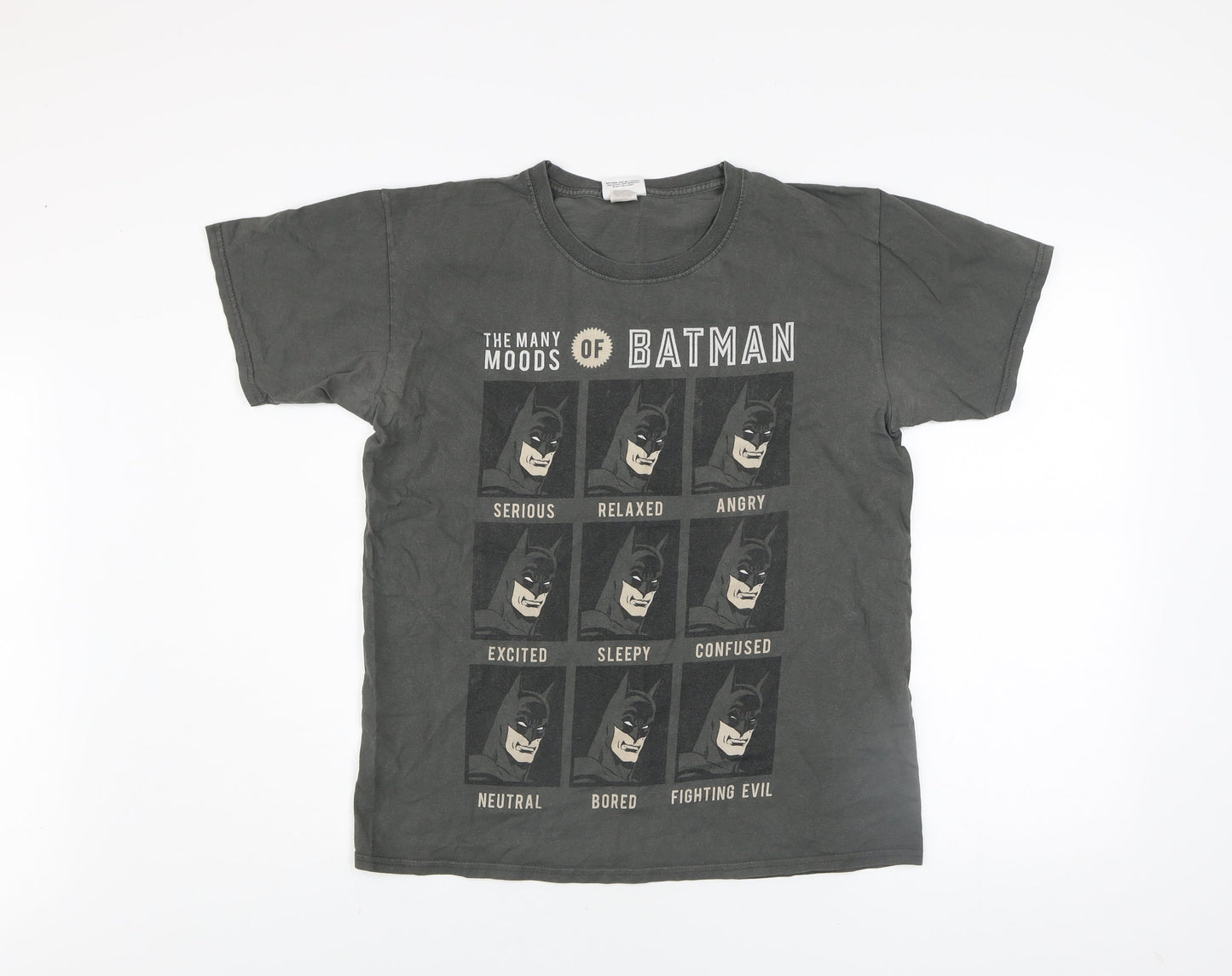 Batman Men's Grey Cotton Graphic T-Shirt M Short Sleeve Crew Neck