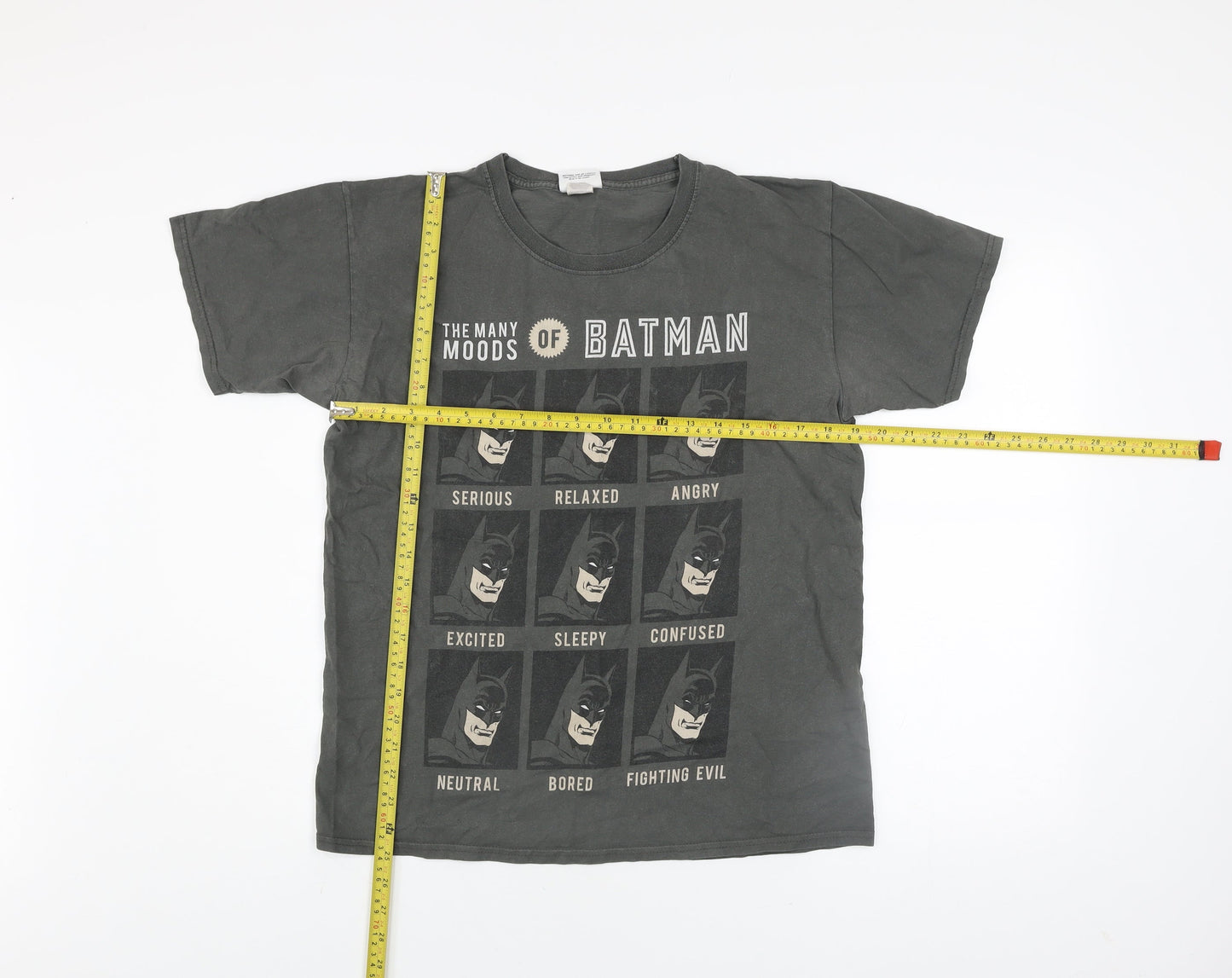 Batman Men's Grey Cotton Graphic T-Shirt M Short Sleeve Crew Neck