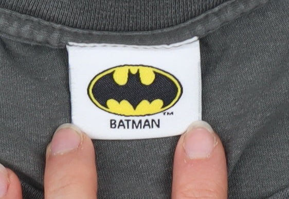 Batman Men's Grey Cotton Graphic T-Shirt M Short Sleeve Crew Neck