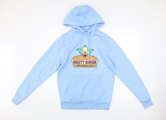 The Simpsons Men's Blue Pullover Hoodie S Krusty Burger Graphic