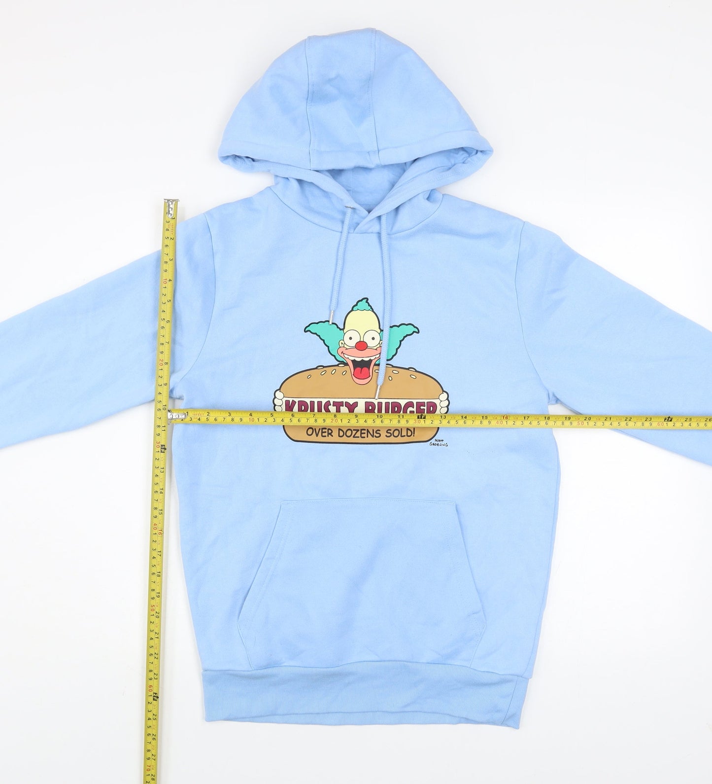 The Simpsons Men's Blue Pullover Hoodie S Krusty Burger Graphic