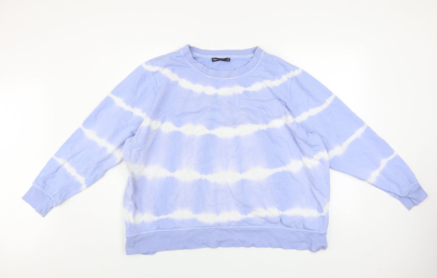 Marks and Spencer Women Blue Tie-Dye Cotton Pullover Sweatshirt Size 22