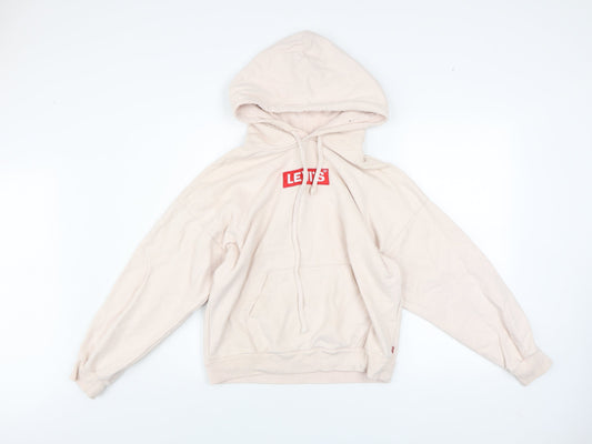 Levi's Women Beige Cotton Pullover Hoodie XS Relaxed Fit
