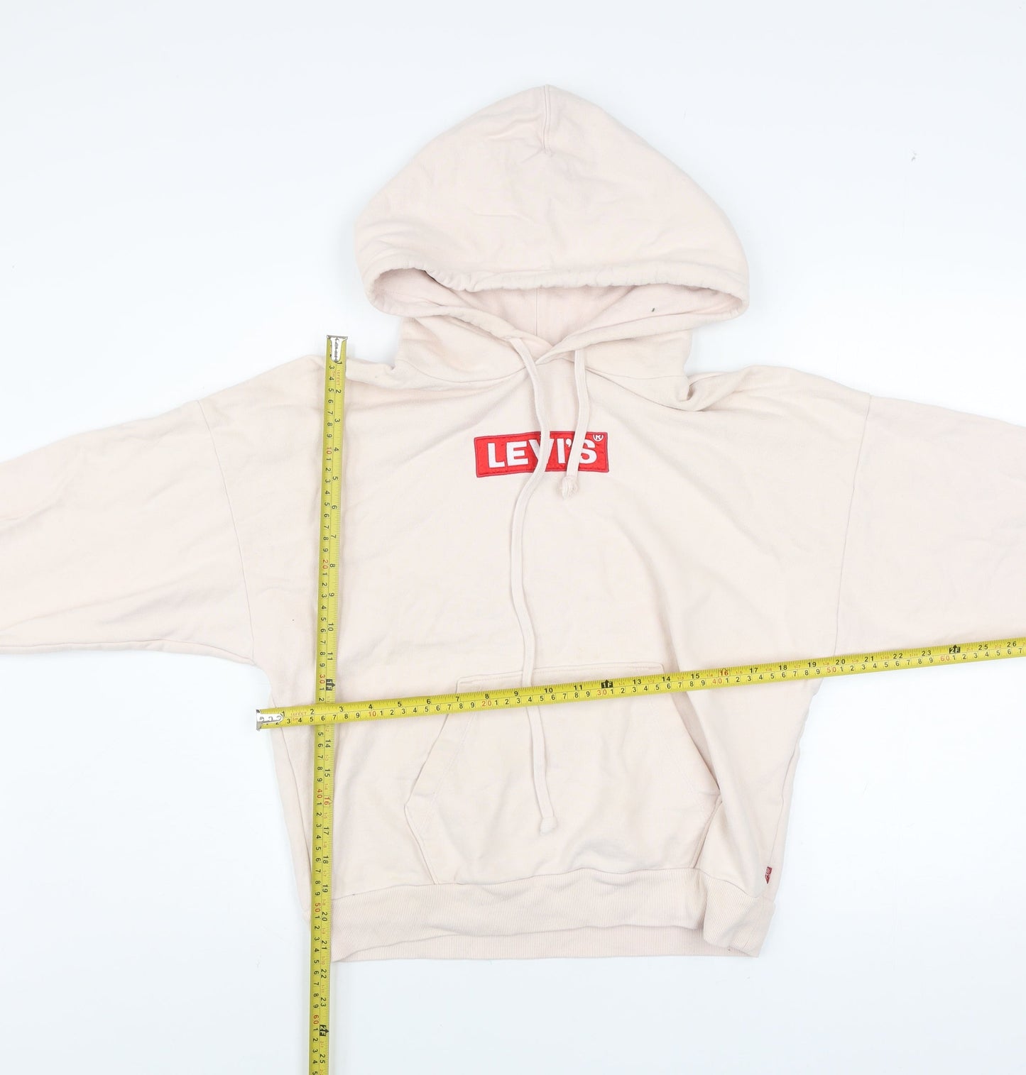 Levi's Women Beige Cotton Pullover Hoodie XS Relaxed Fit